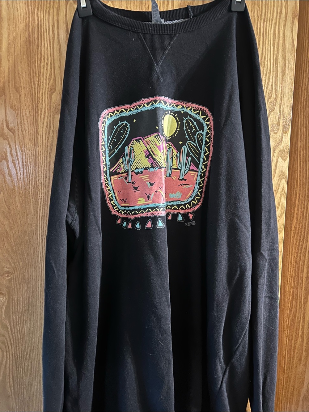 Heritage Black Crewneck Sweatshirt with Colorful Desert Graphic